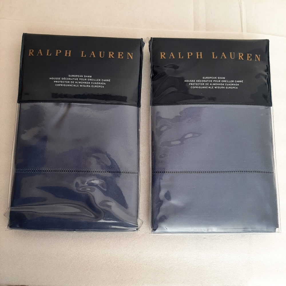 Ralph Lauren RL624 Cotton Sateen  Euro Shams MSRP $260 Royal Peacock Blue
